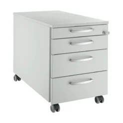 Schäfer Shop Select Rollcontainer 1233, 3 Schübe & 1 Utensilienauszug, Abschließbar, Rundgriffe, B 435 X T 765 X H 577 Mm, Lichtgrau/lichtgrau/lichtgrau