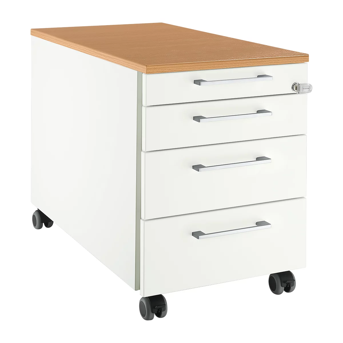 Schäfer Shop Select Rollcontainer 1233, 4 Schübe, Griff Eckig, Weiß/Buche-Dekor 1 Schäfer Shop Select Rollcontainer 1233, 4 Schübe, Griff Eckig, Weiß/Buche-Dekor