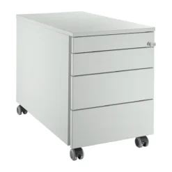 Schäfer Shop Select Rollcontainer 1233, Mit Griffnut, B 435 X H 567 Mm, Lichtgrau/lichtgrau/lichtgrau