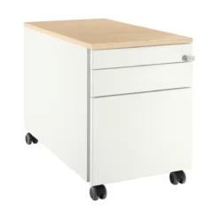 Schäfer Shop Select Rollcontainer 126, 1 Utensilienauszug, 1 Hängeregistratur-Auszug, 2 Schubladen, Mit Griffnut, B 435 X T 765 X H 577 Mm, Weiß/Ahorn-Dekor