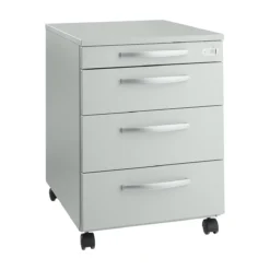 Schäfer Shop Select Rollcontainer LOGIN, 3 Schubladen, 1 Utensilienauszug, Zentralverriegelung, B 432 X T 580 X H 595 Mm, Lichtgrau