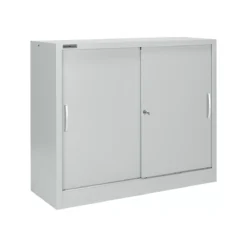 Schäfer Shop Select Schiebetürenschrank MS ICONOMY, Stahl, 3 Ordnerhöhen, B 1200 X T 400 X H 1215 Mm, Lichtgrau RAL 7035