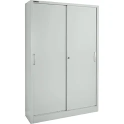 Schäfer Shop Select Schiebetürenschrank MS ICONOMY, Stahl, 5 Ordnerhöhen, B 1200 X T 400 X H 1935 Mm, Lichtgrau RAL 7035