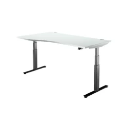 Schäfer Shop Select Schreibtisch DRIVE UP 2, Elektrisch Höhenverstellbar, Freiform, Ansatz Links, T-Fuß, B 1800 Mm, Lichtgrau/schwarz