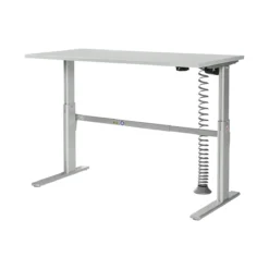 Schäfer Shop Select Schreibtisch, Elektrisch Höhenverstellbar, C-Fuß, B 1600 X T 800 X H 725-1185 Mm, Lichtgrau/alusilber + Kabelspirale