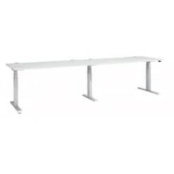 Schäfer Shop Select Schreibtisch ERGO-T 2.0 Big, Elektr. Höhenverstellbar, Rechteck, T-Fuß, B 3200 X T 800 X H 640-1300 Mm, Lichtgrau/weißalu