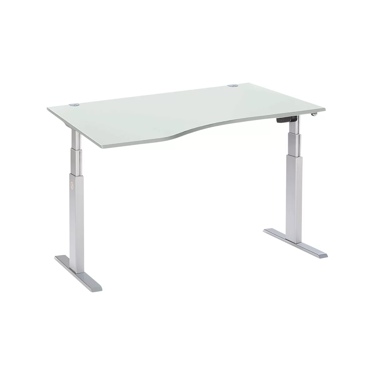 Schäfer Shop Select Schreibtisch ERGO-T, Elektrisch Höhenverstellbar, Freiform, Ansatz Links, T-Fuß, B 1800 X H 640-1300 Mm, Lichtgrau/weißalu 1 Schäfer Shop Select Schreibtisch ERGO-T, Elektrisch Höhenverstellbar, Freiform, Ansatz Links, T-Fuß, B 1800 X H 640-1300 Mm, Lichtgrau/weißalu