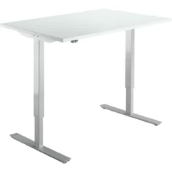 Schäfer Shop Select Schreibtisch Start Off, Elektrisch Höhenverstellbar, Rechteck, T-Fuß, B 1200 X T 800 X H 705-1205 Mm, Lichtgrau/weißalu