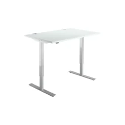 Schäfer Shop Select Schreibtisch Start Off, Elektrisch Höhenverstellbar, Rechteck, T-Fuß, B 1200 X T 800 X H 705-1205 Mm, Lichtgrau/weißaluminium