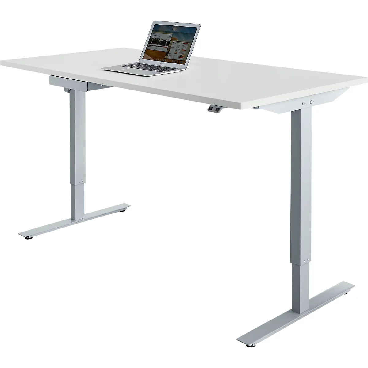 Schäfer Shop Select Schreibtisch Start Off, Elektrisch Höhenverstellbar, Rechteck, T-Fuß, B 1600 X T 800 X H 705-1205 Mm, Lichtgrau/weißaluminium + Zubehörschublade 2 Schäfer Shop Select Schreibtisch Start Off, Elektrisch Höhenverstellbar, Rechteck, T-Fuß, B 1600 X T 800 X H 705-1205 Mm, Lichtgrau/weißaluminium + Zubehörschublade – Bild 2