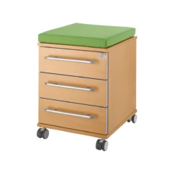 Schäfer Shop Select Sitzkissen Für Rollcontainer Moxxo IQ 333, B 450 X T 400 X H 4 Mm, Stoff Grün + Schwerlastrollen, Bis 100 Kg, Feststellbar