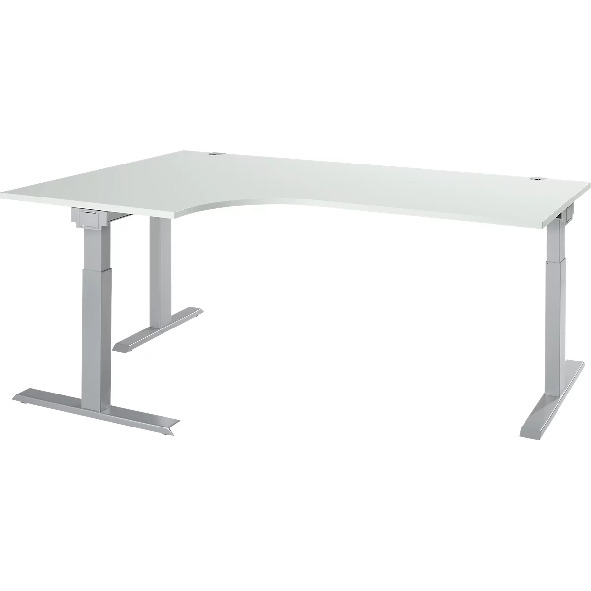 Schäfer Shop Select Winkelschreibtisch ERGO-T 2.0, 90° Winkel, Ansatz Links, T-Fuß, B 2000 X T 1200/800 X H 675-895 Mm, Lichtgrau/weißalu 1 Schäfer Shop Select Winkelschreibtisch ERGO-T 2.0, 90° Winkel, Ansatz Links, T-Fuß, B 2000 X T 1200/800 X H 675-895 Mm, Lichtgrau/weißalu