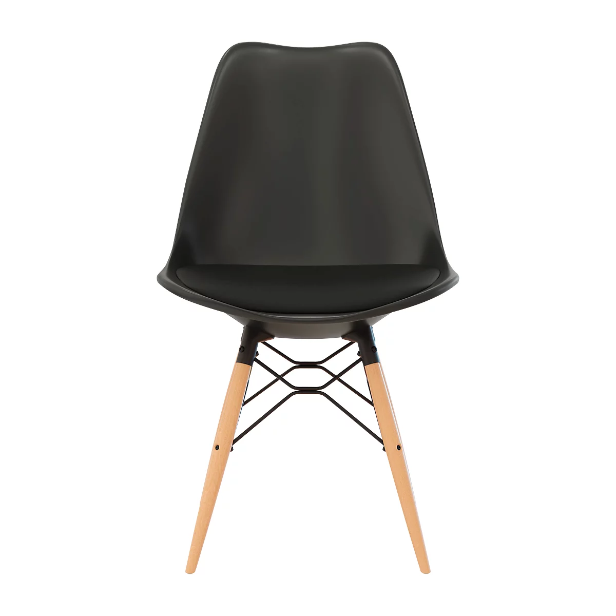 Schalenstuhl DOGEWOOD, Kunststoff, Mit Holzbeinen, Sitzkissen, 2Stk. Schwarz 1 Schalenstuhl DOGEWOOD, Kunststoff, Mit Holzbeinen, Sitzkissen, 2Stk. Schwarz