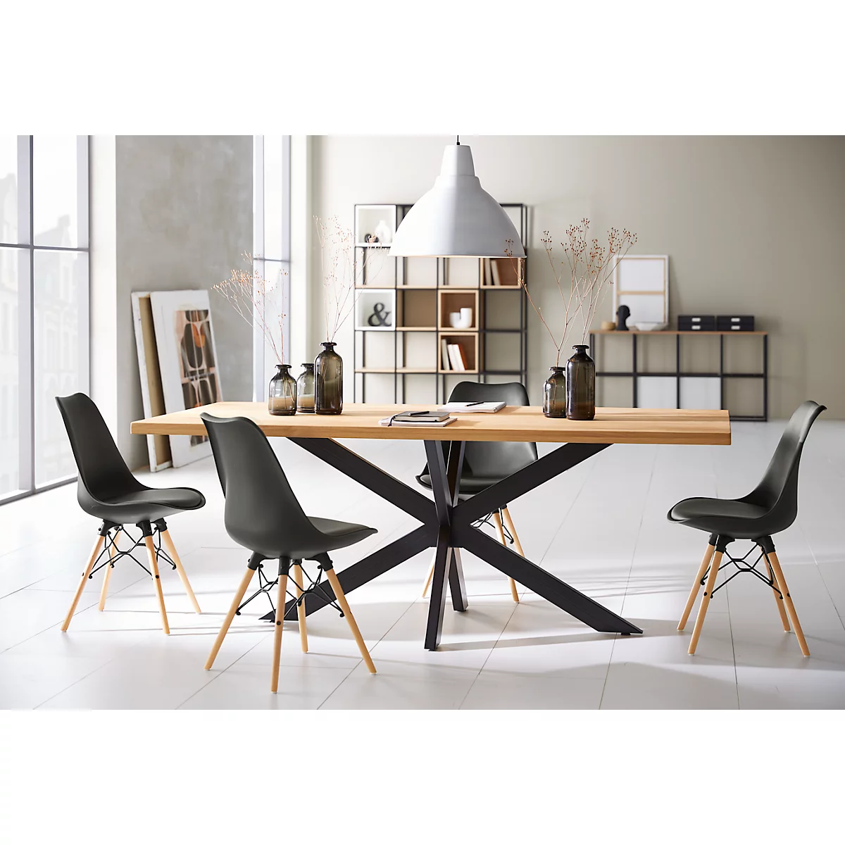 Schalenstuhl DOGEWOOD, Kunststoff, Mit Holzbeinen, Sitzkissen, 2Stk. Schwarz 5 Schalenstuhl DOGEWOOD, Kunststoff, Mit Holzbeinen, Sitzkissen, 2Stk. Schwarz – Bild 5