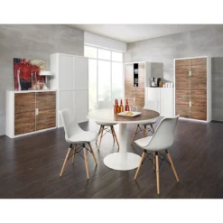 Schalenstuhl DOGEWOOD, Kunststoff, Mit Holzbeinen, Sitzkissen. Weiß -Berühmt Büromöbel Geschäft schalenstuhl dogewood kunststoff mit holzbeinen sitzkissen weiss img SI 144852 E A4