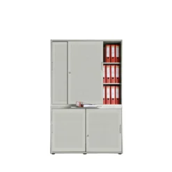 Schiebetürenschrank, Akustikfront, B 1200 Mm, 5 OH, Silber