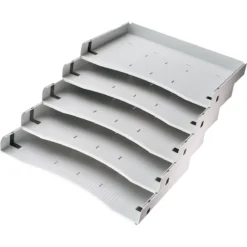 Schrägablage, Für Rollcontainer & Standcontainer Breno, 5 Fächer, Kunststoff, Lichtgrau