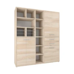 Schrank-Kombination Player, 11 Regalfächer, 2 Schubladen, B 1919 Mm, Eiche