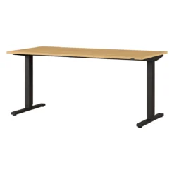 Schreibtisch Agenda, Elektrisch Höhenverstellbar, Rechteck, T-Fuß, B 1600 X T 80 X H 730-1200 Mm, Grandson Eiche/schwarz