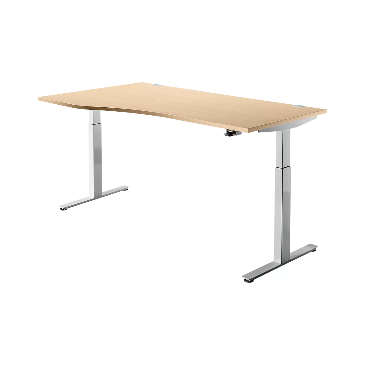 Schreibtisch ERGO DRIVE ED 470, Elektrisch Höhenverstellbar, Freiform, Ansatz Links, T-Fuß, B 1800 X T 1000 X H 692-1147 Mm, Ahorn/weißalu 1 Schreibtisch ERGO DRIVE ED 470, Elektrisch Höhenverstellbar, Freiform, Ansatz Links, T-Fuß, B 1800 X T 1000 X H 692-1147 Mm, Ahorn/weißalu