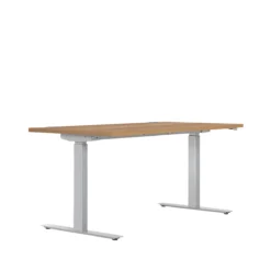 Schreibtisch ERGO DRIVE ED 470, Elektrisch Höhenverstellbar, Rechteck, T-Fuß, B 1600 X T 800 X H 692-1147 Mm, Kirsche Romana/lichtgrau