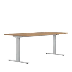 Schreibtisch ERGO DRIVE ED 470, Elektrisch Höhenverstellbar, Rechteck, T-Fuß, B 1800 X T 800 X H 692-1147 Mm, Kirsche Romana/weißaluminium RAL 9006