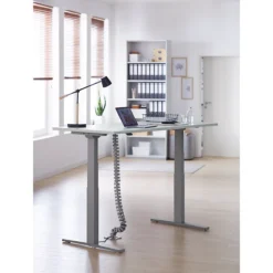 Schreibtisch Login, Elektrisch Höhenverstellbar, T-Fuß, B 1600 X T 800 X H 645-1290 Mm, Lichtgrau/weißaluminium + Kabelschlange, Silber -Berühmt Büromöbel Geschäft schreibtisch login elektrisch hoehenverstellbar t fuss b 1600 x t 800 x h 645 1290 mm lichtgrau weissaluminium kabelschlange silber img SI 114700 B