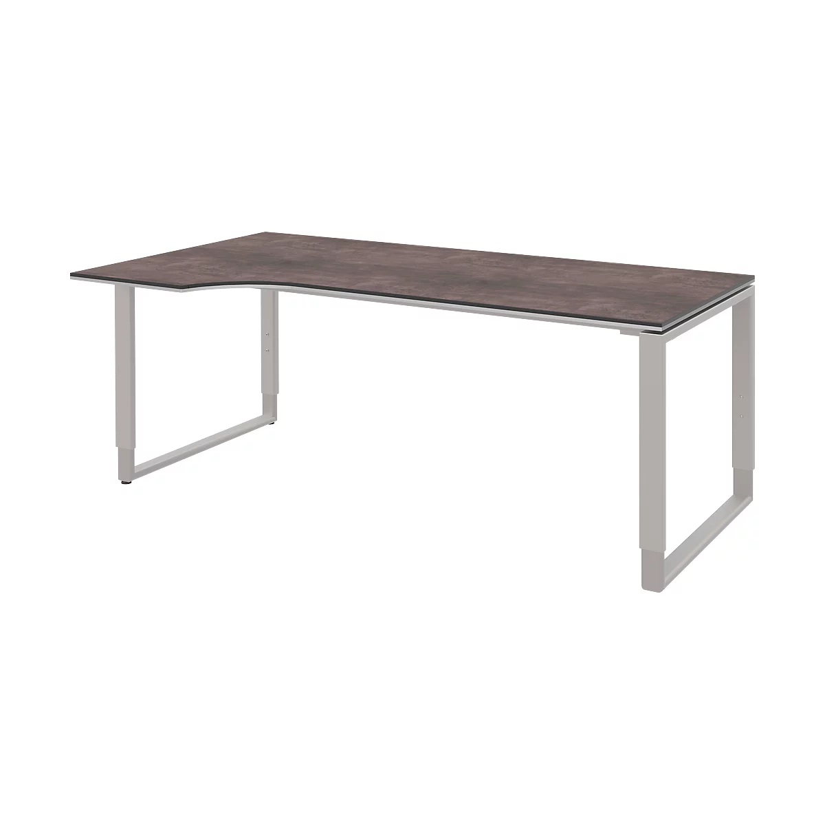 Schreibtisch Mit Ansatz Links TEQSTYLE, Kufengestell, Freiform, B 1800 X T 1000/800 Mm, Quarzit/alu 1 Schreibtisch Mit Ansatz Links TEQSTYLE, Kufengestell, Freiform, B 1800 X T 1000/800 Mm, Quarzit/alu