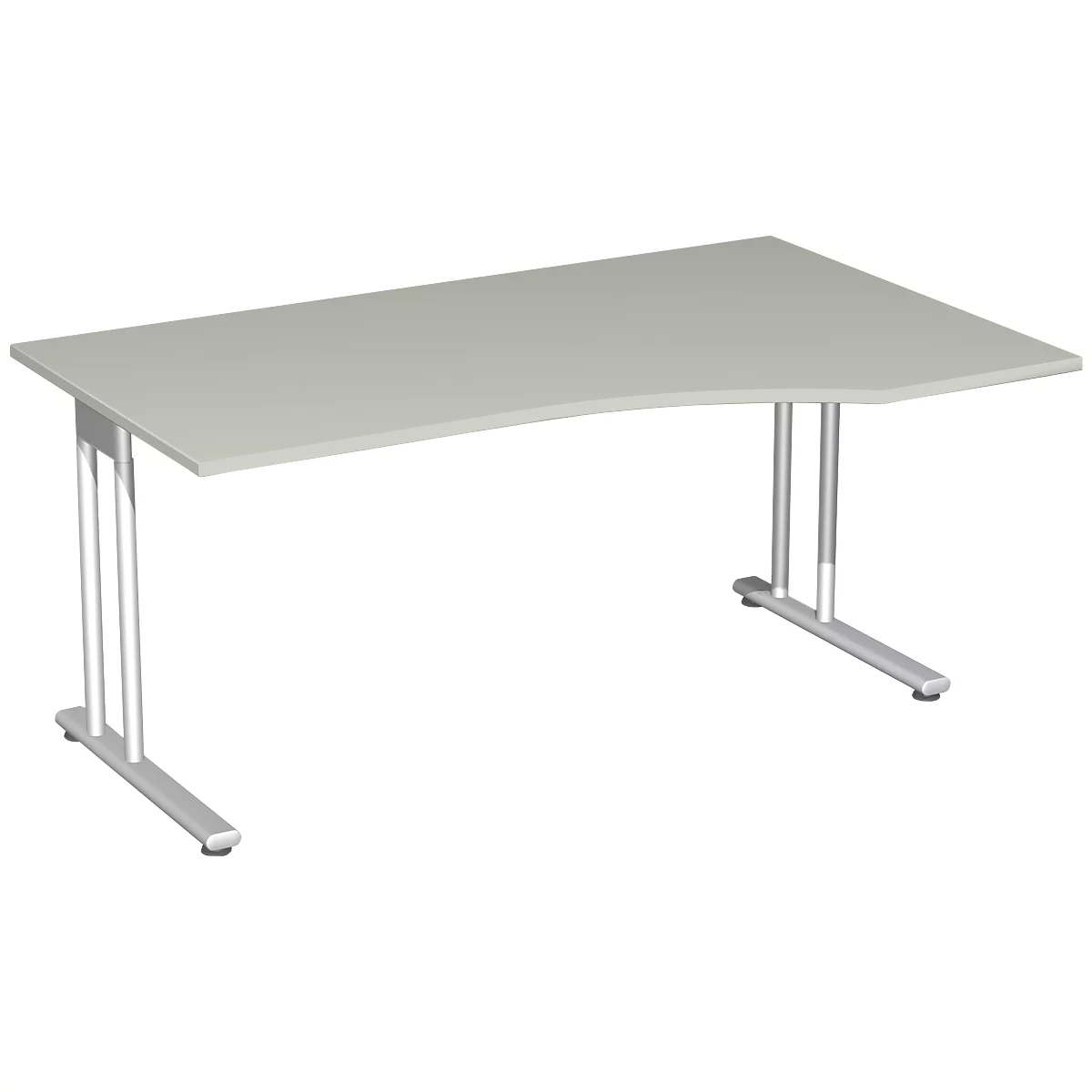 Schreibtisch Mit Ansatz PALENQUE, C-Fuß, Freiform, Ansatz Rechts, B 1800 X T 800/1000 X H 720 Mm, Lichtgrau 1 Schreibtisch Mit Ansatz PALENQUE, C-Fuß, Freiform, Ansatz Rechts, B 1800 X T 800/1000 X H 720 Mm, Lichtgrau