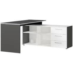 Schreibtisch Mit Sideboard Toronto, B 1470 X T 1450 X H 770 Mm, Weiß/graphit