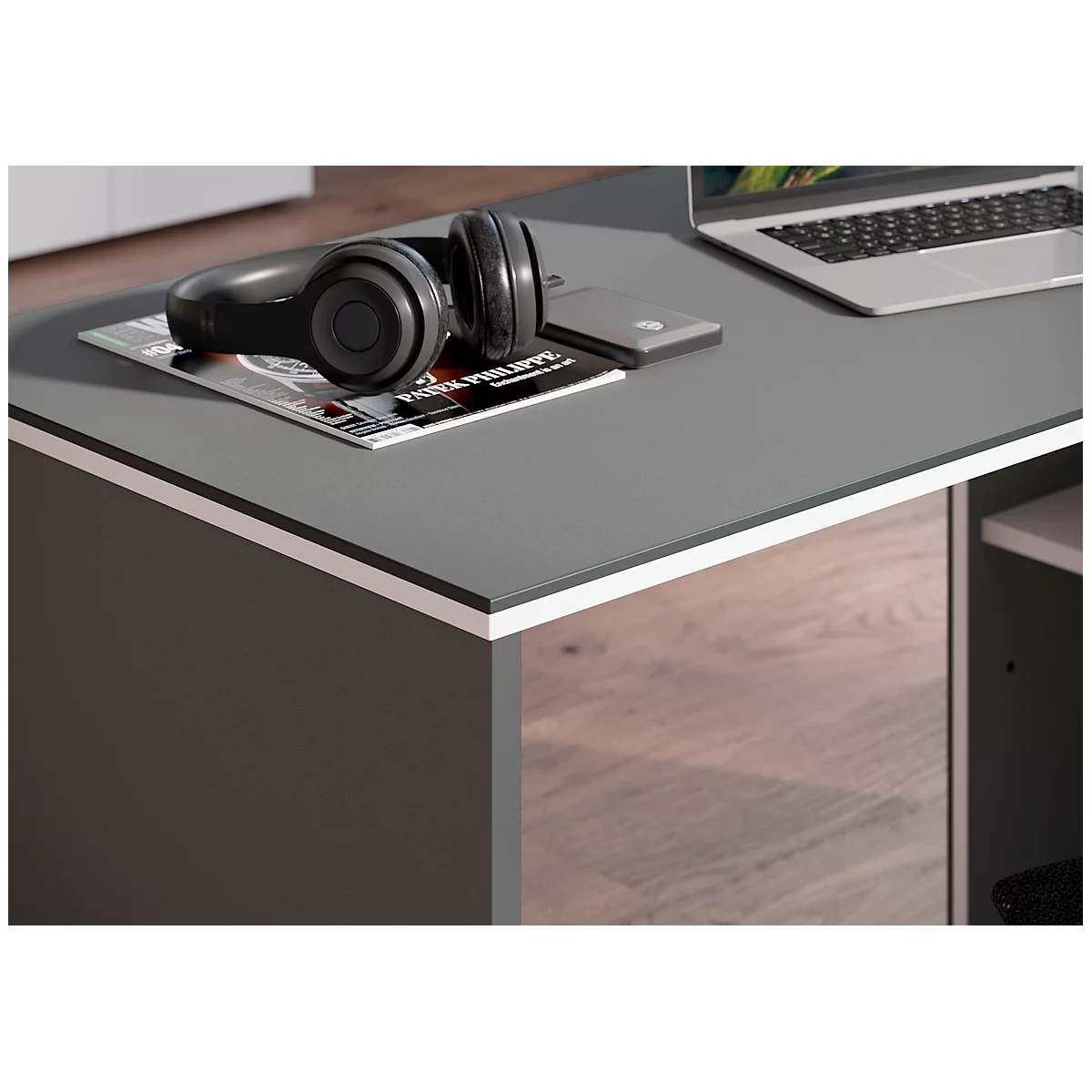 Schreibtisch Mit Sideboard Toronto, B 1470 X T 1450 X H 770 Mm, Weiß/graphit 2 Schreibtisch Mit Sideboard Toronto, B 1470 X T 1450 X H 770 Mm, Weiß/graphit – Bild 2