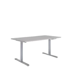 Schreibtisch Multiflex, Manuell Höhenverstellbar, Rechteck, T-Fuß, B 1200 X T 800 X H 728-1208 Mm, Lichtgrau/weißaluminium