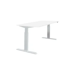 Schreibtisch NEVADA, Elektrisch Höhenverstellbar, Rechteck, T-Fuß, B 1600 X T 800 X H 715-1185 Mm, Weiß/alusilber