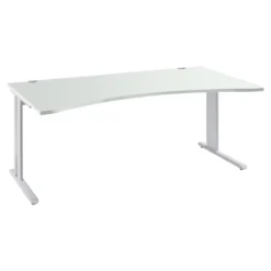 Schreibtisch Planova Basic, Mit Cockpitplatte, C-Fuß, B 1800 Mm, T 800/1000 Mm, Lichtgrau/weißalu