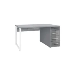 Schreibtisch Player, Mit Schubladen, Kabeldurchlass & Kabelablage, Breite 1500 Mm, Platingrau/grauglas