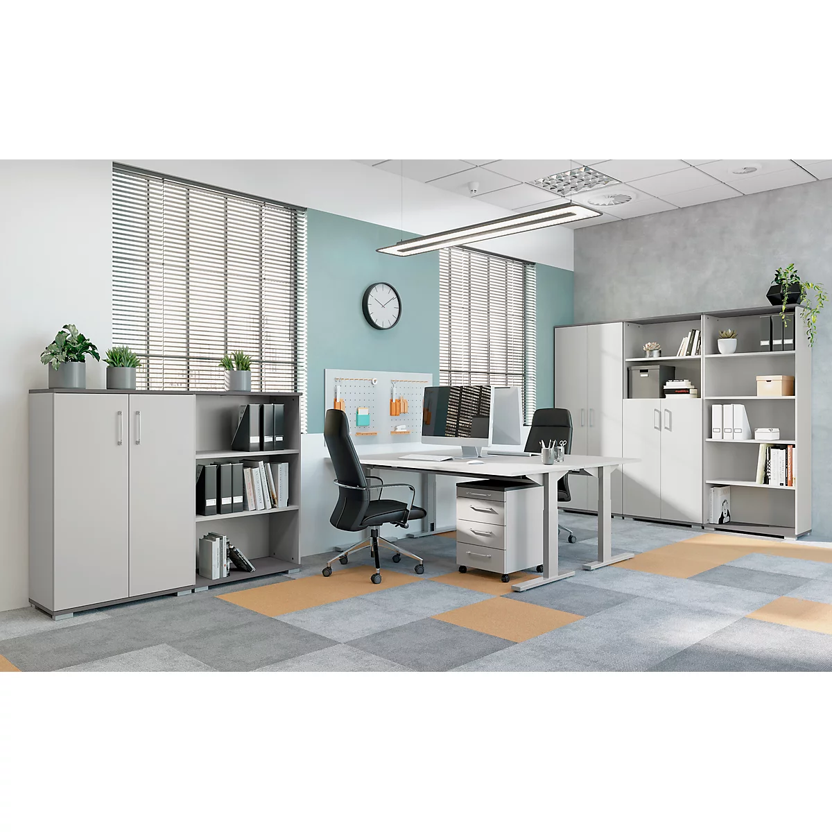 Schreibtisch Profi 2.0, Rechteckig, C-Fuß, B 1600 X T 800 X H 700-810 Mm, Lichtgrau/silber 2 Schreibtisch Profi 2.0, Rechteckig, C-Fuß, B 1600 X T 800 X H 700-810 Mm, Lichtgrau/silber – Bild 2