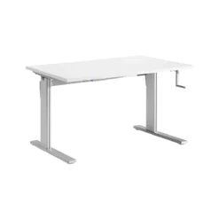 Schreibtisch Standard, Manuell Höhenverstellbar, Rechteck, C-Fuß, B 1200 X T 800 X H 728-1188 Mm, Lichtgrau/weißaluminium