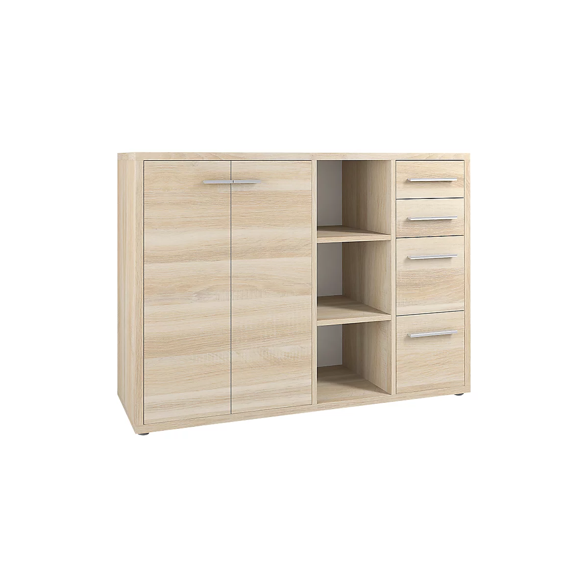 Sideboard-Kombination Player, 3 Regalfächer, 4 Schubladen, 2 Türen, B 1557 Mm, Eiche 1 Sideboard-Kombination Player, 3 Regalfächer, 4 Schubladen, 2 Türen, B 1557 Mm, Eiche