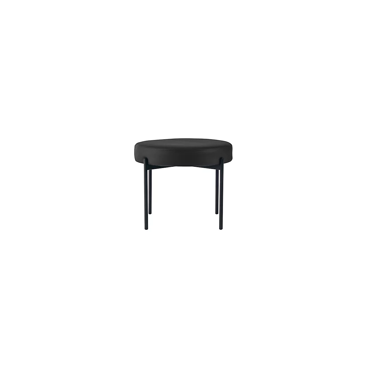 Sitzbank EasyChair® By Paperflow GAIA, Rund, Desinfektionsmittelbeständiger Kunstlederbezug Schwarz, 4-Fußgestell Mattschwarz, B 575 X T 575 X H 455 Mm 1 Sitzbank EasyChair® By Paperflow GAIA, Rund, Desinfektionsmittelbeständiger Kunstlederbezug Schwarz, 4-Fußgestell Mattschwarz, B 575 X T 575 X H 455 Mm