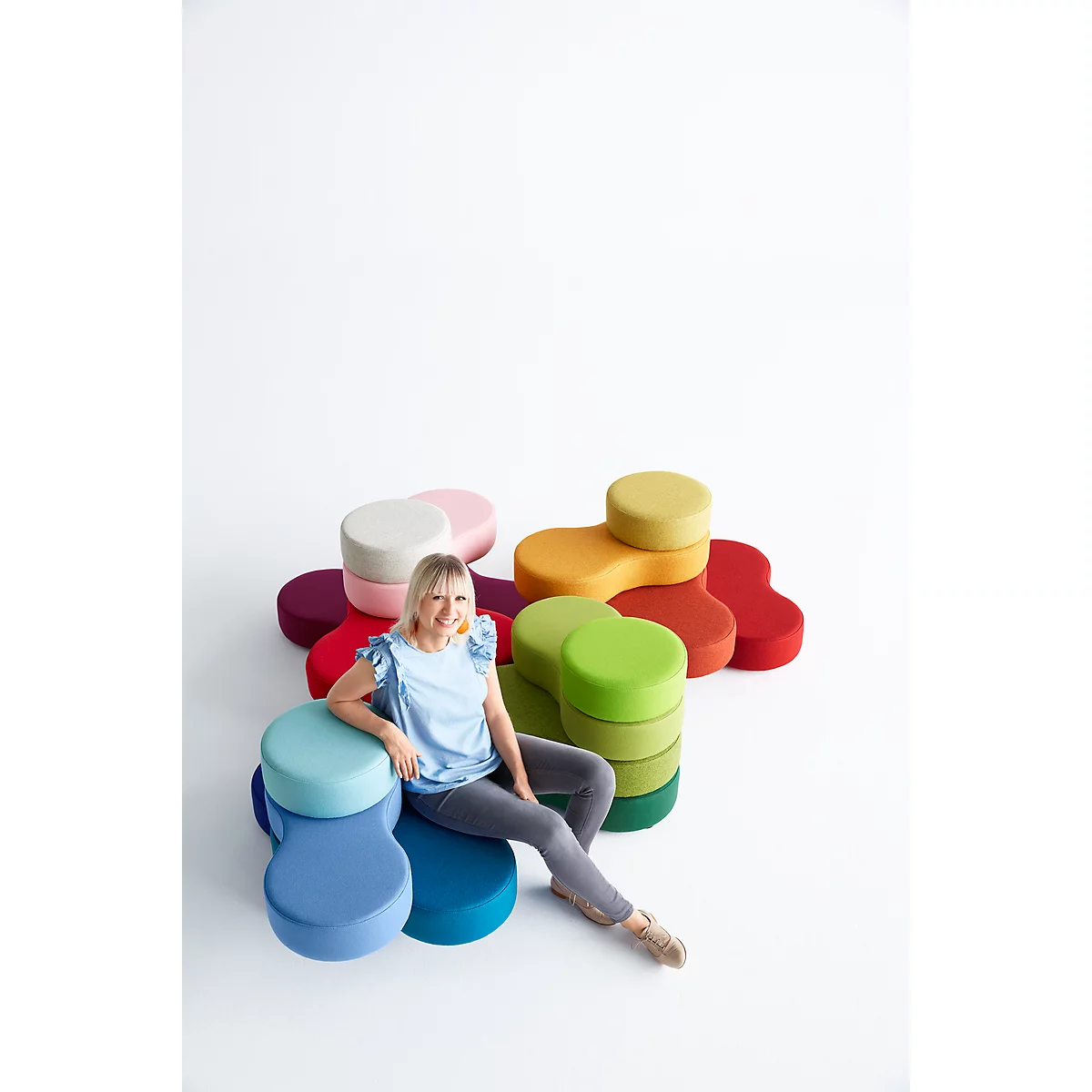 Sitzsystem TAPA Round I, Stoff, Modular, Mit Drehmechanismus, B 800 X H 620 Mm, Rot/gelb 5 Sitzsystem TAPA Round I, Stoff, Modular, Mit Drehmechanismus, B 800 X H 620 Mm, Rot/gelb – Bild 5