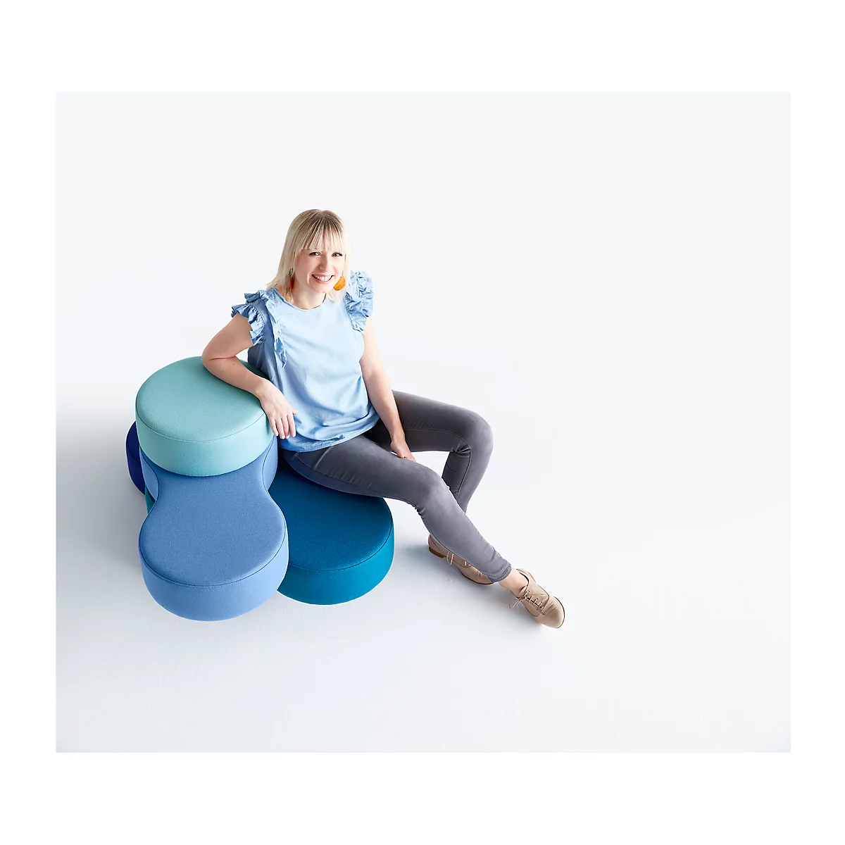 Sitzsystem TAPA Round I, Stoff, Modular, Mit Drehmechanismus, B 800 X H 620 Mm, Rot/gelb 4 Sitzsystem TAPA Round I, Stoff, Modular, Mit Drehmechanismus, B 800 X H 620 Mm, Rot/gelb – Bild 4