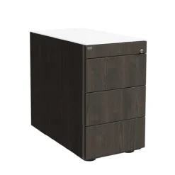 Standcontainer SOLUS PLAY, 1 Utensilienauszug, 3 Schübe, Tiefe 800 Mm, Grifflos, Mooreiche