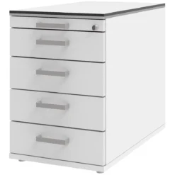 Standcontainer TEQSTYLE, 4 Schubkästen, B 433 X T 800 X H 720-780 Mm, Weiß/weiß