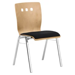 Stapelstuhl 7450, Formsitz, Lordosenstütze, Designerbohrungen, Ohne Armlehnen, Bezugsstoff Point/Trevira CS, Schwarz