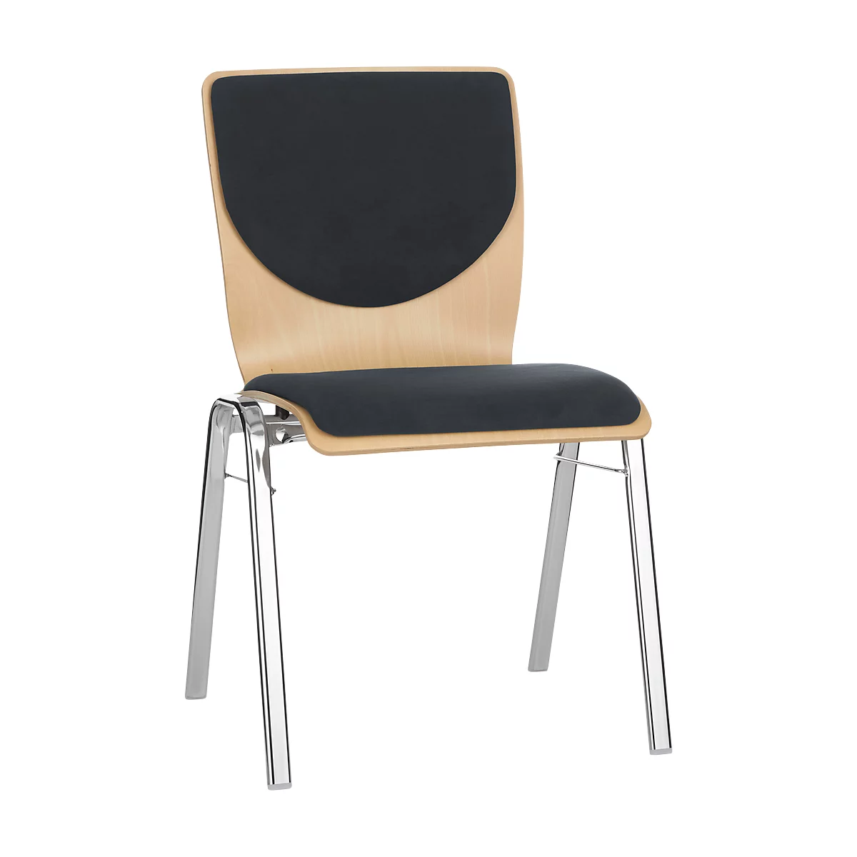 Stapelstuhl 7450, Formsitz, Lordosenstütze, Rückenpolster, Ohne Armlehnen, Bezugsstoff Point/Trevira CS, Schwarz 1 Stapelstuhl 7450, Formsitz, Lordosenstütze, Rückenpolster, Ohne Armlehnen, Bezugsstoff Point/Trevira CS, Schwarz