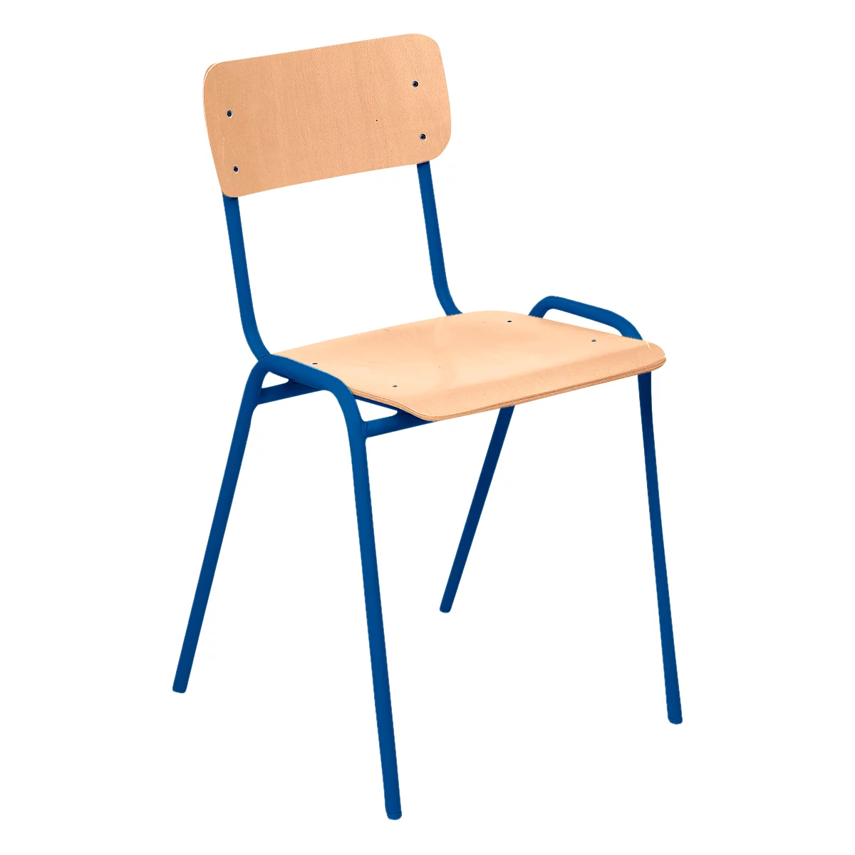 Stapelstuhl Ceha® CS 3, Stapelbar Bis 15 Stück, Ohne Armlehnen, Sperrholz & Stahlrohr Pulverbeschichtet, B 385 X T 390 X H 490 Mm, Buche/blau 1 Stapelstuhl Ceha® CS 3, Stapelbar Bis 15 Stück, Ohne Armlehnen, Sperrholz & Stahlrohr Pulverbeschichtet, B 385 X T 390 X H 490 Mm, Buche/blau