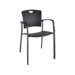 Stapelstuhl, Ergonomisch, Mit Armlehnen & Rückenlehnen-Griffmulde, Stapelbar Bis 9 Stück, B 430 X T 380 X H 430 Mm, Schwarz
