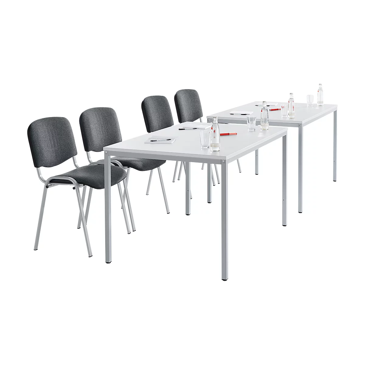 Stapelstuhl ISO Basic, Ohne Armlehnen, 4-Fußgestell, Stoffbezug, Stapelbar Bis 12 Stück, B 545 X T 560 X H 820 Mm, Bezug Anthrazit, Gestell Alusiber 2 Stapelstuhl ISO Basic, Ohne Armlehnen, 4-Fußgestell, Stoffbezug, Stapelbar Bis 12 Stück, B 545 X T 560 X H 820 Mm, Bezug Anthrazit, Gestell Alusiber – Bild 2