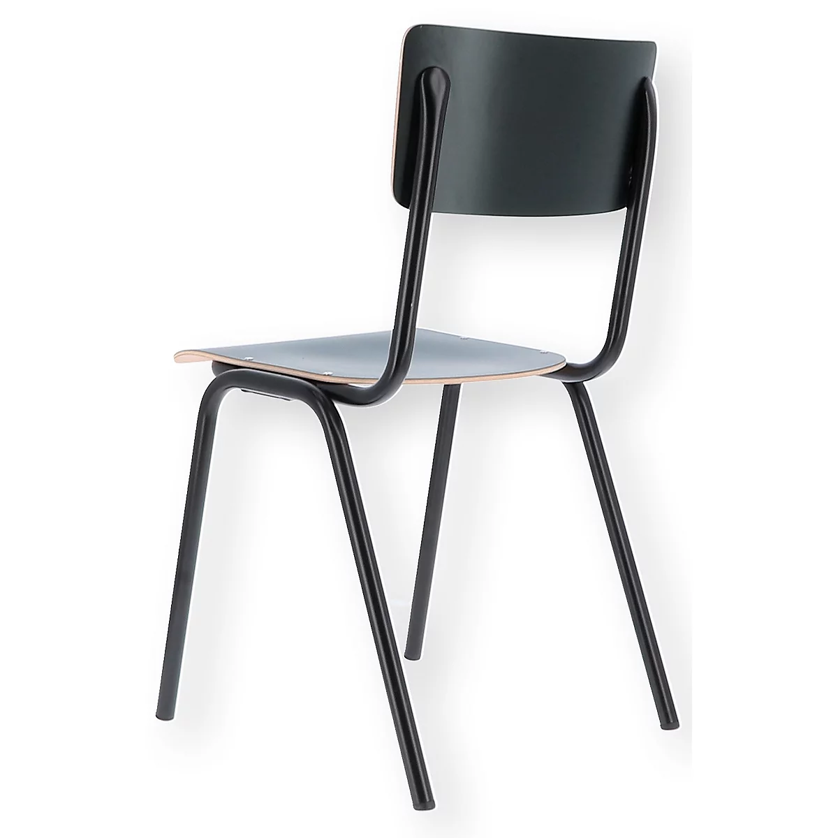 Stapelstuhl ZERO, Stapelbar Bis 4 Stück, Rundrohr-Fußgestell, B 380 X T 380 X H 460 Mm, Schwarz/schwarz, 2 Stück 2 Stapelstuhl ZERO, Stapelbar Bis 4 Stück, Rundrohr-Fußgestell, B 380 X T 380 X H 460 Mm, Schwarz/schwarz, 2 Stück – Bild 2