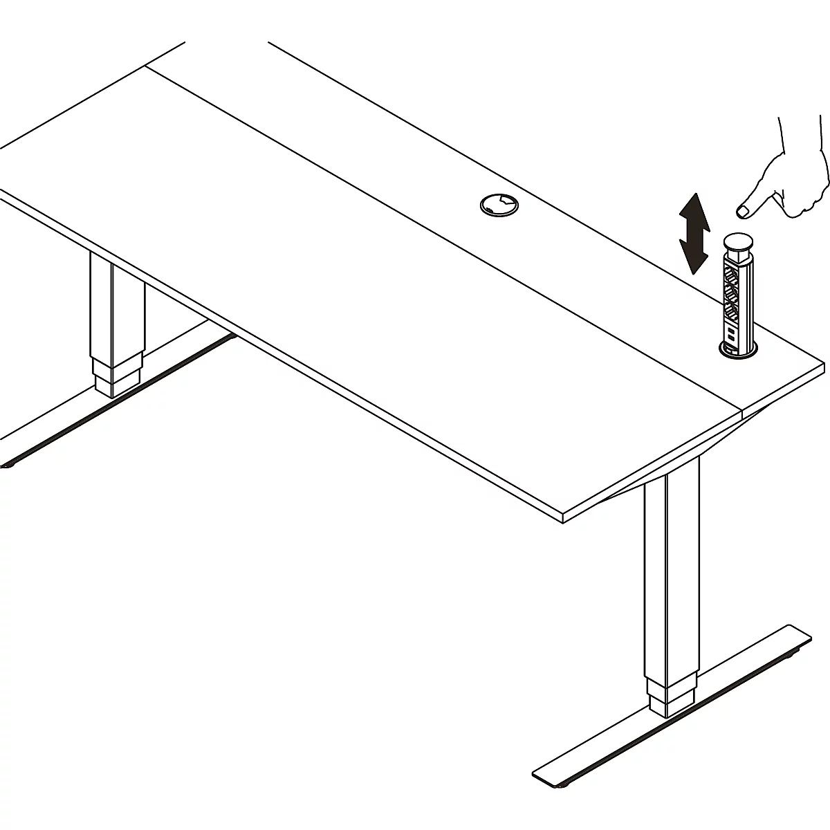 Steckdosentower Für Elektrisch Höhenverstellbaren Schreibtisch TEMPIO, 1,5 M Zuleitung, 3x Schuko, 2 X USB 2 Steckdosentower Für Elektrisch Höhenverstellbaren Schreibtisch TEMPIO, 1,5 M Zuleitung, 3x Schuko, 2 X USB – Bild 2
